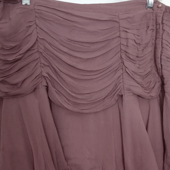 Papillion Los Angeles mauve rayon layered lined midi skirt xl - Picture 3 of 6